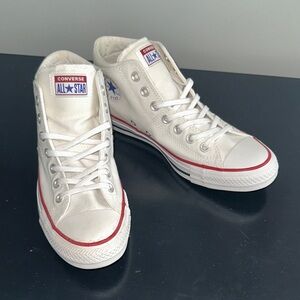 Converse White and Red High-Top Sneakers